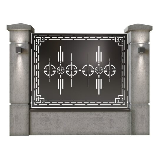 Panou de gard mare din tabla decupata (traforata) CNC cu plasma, model Tribal, SM TRB03, 1940 x 1500 mm, Negru