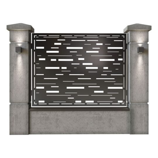 Panou de gard mare din tabla decupata (traforata) CNC cu plasma, model Vector, SM VCT03, 1940 x 1500 mm, Negru