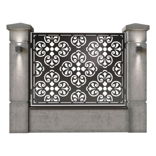 Panou de gard mare din tabla decupata (traforata) CNC cu plasma, model Vega, SM VEGA03, 1940 x 1500 mm, Negru