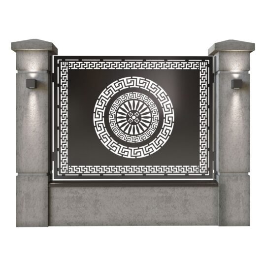 Panou de gard mare din tabla decupata (traforata) CNC cu plasma, model Versus, SM VRSA03, 1940 x 1500 mm, Negru