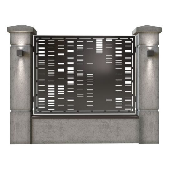 Panou de gard mare din tabla decupata (traforata) CNC cu plasma, model Vertical, SM VRT03, 1940 x 1500 mm, Negru