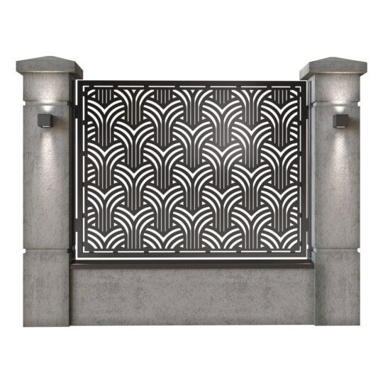 Panou de gard mare din tabla decupata (traforata) CNC cu plasma, model Vintage, SM VTG03, 1940 x 1500 mm, Negru