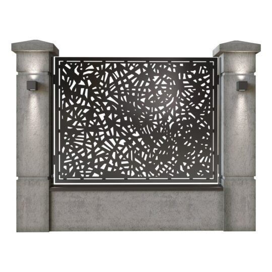 Panou de gard mare din tabla decupata (traforata) CNC cu plasma, model Vitralis, SM VTR03, 1940 x 1500 mm, Negru