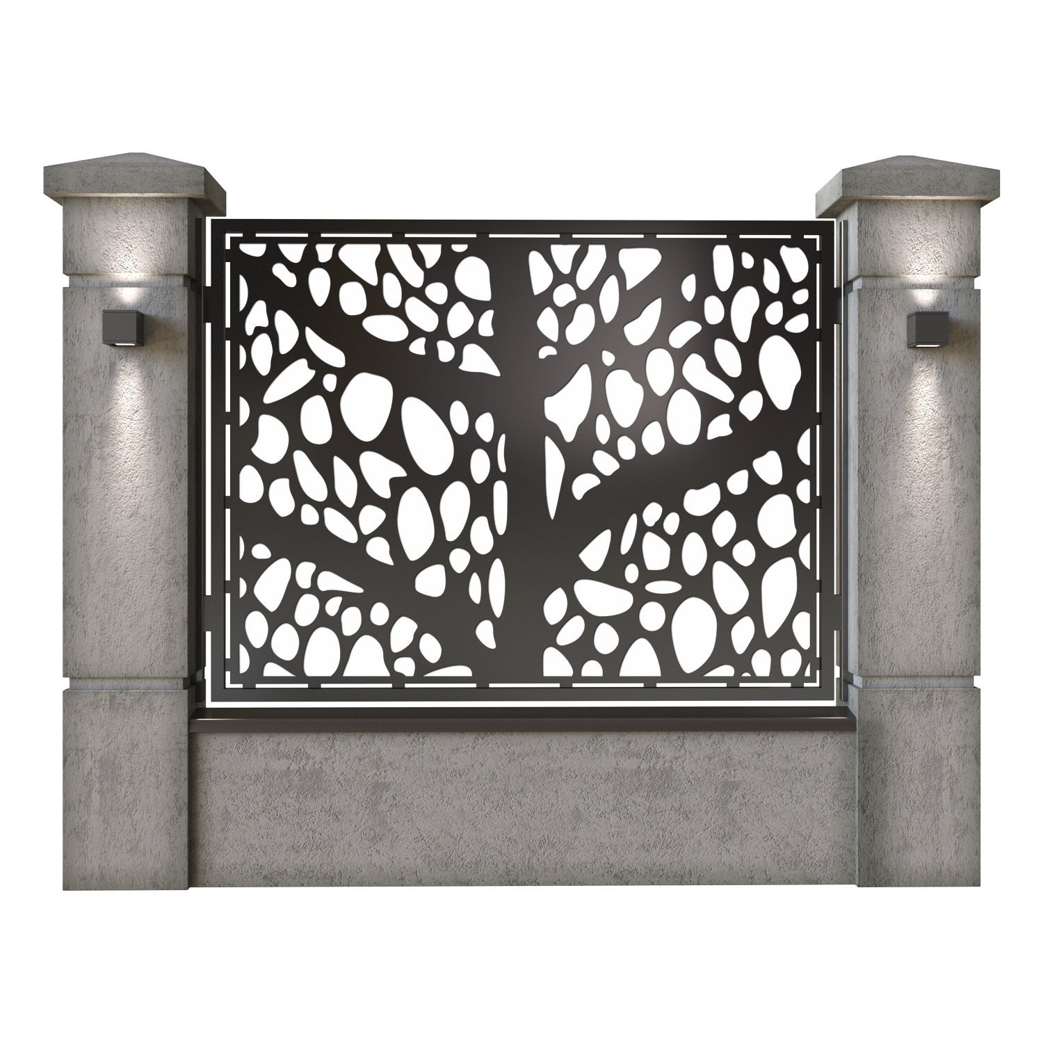 Panou de gard mare din tabla decupata (traforata) CNC cu plasma, model Vogue, SM VOG03, 1940 x 1500 mm, Negru