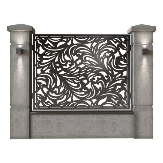 Panou de gard mare din tabla decupata (traforata) CNC cu plasma, model Vortex, SM VTX03, 1940 x 1500 mm, Negru