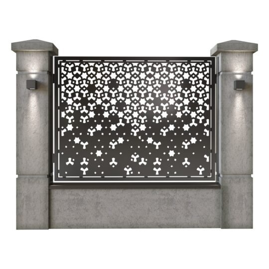 Panou de gard mare din tabla decupata (traforata) CNC cu plasma, model Zara, SM ZRA03, 1940 x 1500 mm, Negru