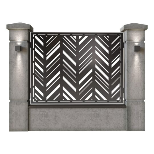 Panou de gard mare din tabla decupata (traforata) CNC cu plasma, model Zig Zag, SM ZZG03, 1940 x 1500 mm, Negru