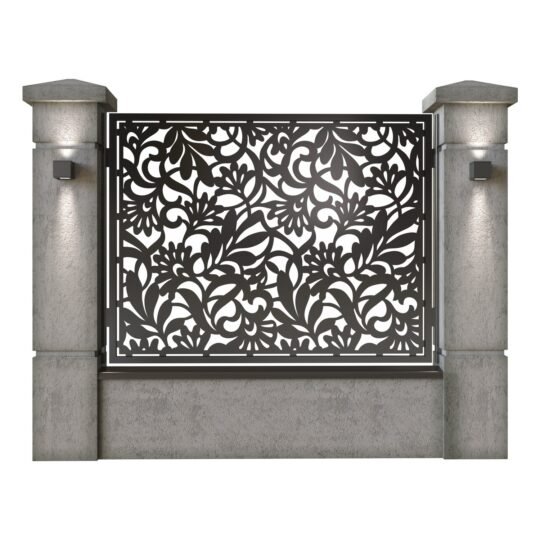 Panou de gard mare din tabla decupata (traforata) CNC cu plasma, model Bali, SM BLI03, 1940 x 1500 mm, Negru