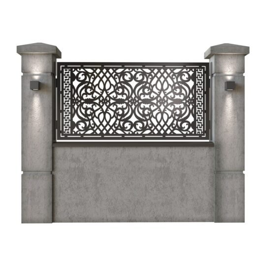 Panou de gard mic din tabla decupata (traforata) CNC cu plasma, model Astoria, SM AST02, 1940 x 990  mm, Negru