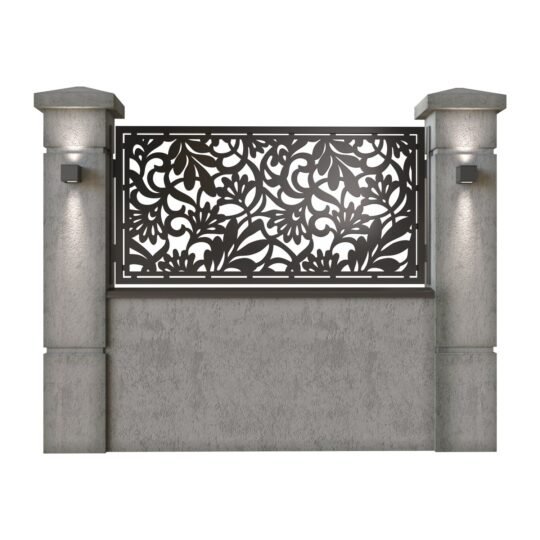 Panou de gard mic din tabla decupata (traforata) CNC cu plasma, model Bali, SM BLI02, 1940 x 990  mm, Negru