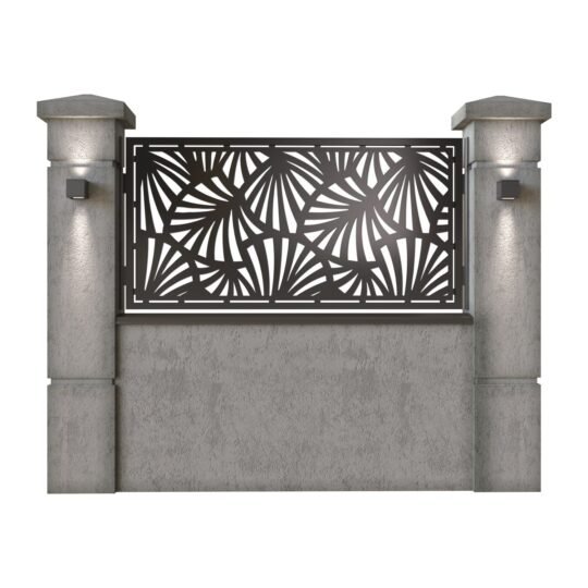 Panou de gard mic din tabla decupata (traforata) CNC cu plasma, model Beijing, SM BEI02, 1940 x 990 mm, Negru