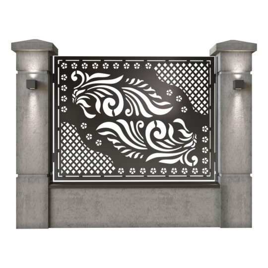 Panou de gard mare din tabla decupata (traforata) CNC cu plasma, model Balkan, SM BLK03, 1940 x 1500 mm, Negru