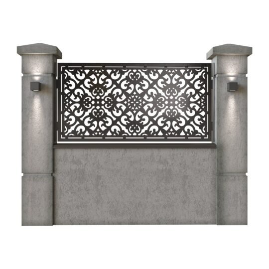 Panou de gard mic din tabla decupata (traforata) CNC cu plasma, model Bella, SM BLA02, 1940 x 990  mm, Negru