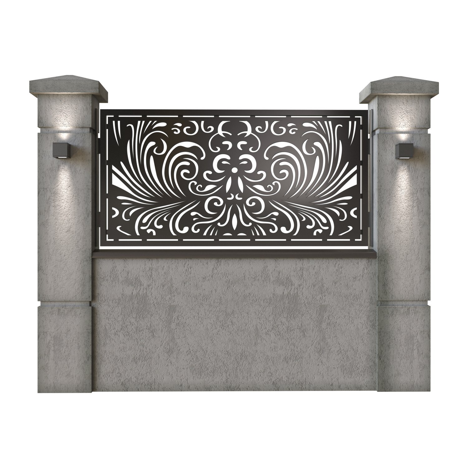 Panou de gard mic din tabla decupata (traforata) CNC cu plasma, model Best, SM BST02, 1940 x 990 mm, Negru