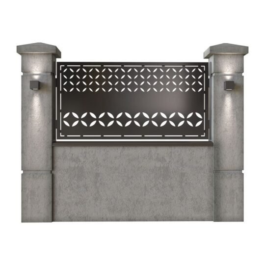 Panou de gard mic din tabla decupata (traforata) CNC cu plasma, model Bliss, SM BLS02, 1940 x 990  mm, Negru