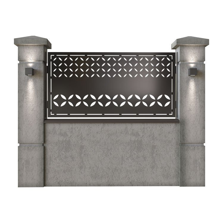 Panou de gard mic din tabla decupata (traforata) CNC cu plasma, model Bliss, SM BLS02, 1940 x 990 mm, Negru