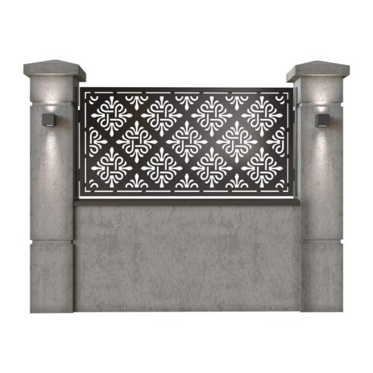 Panou de gard mic din tabla decupata (traforata) CNC cu plasma, model Cairo, SM CIR02, 1940 x 990  mm, Negru