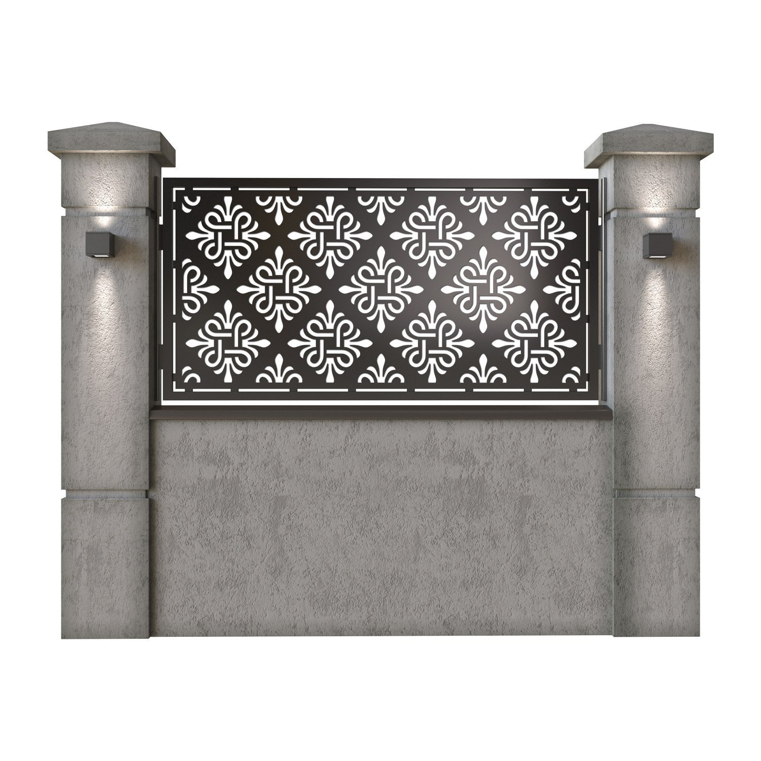 Panou de gard mic din tabla decupata (traforata) CNC cu plasma, model Cairo, SM CIR02, 1940 x 990 mm, Negru