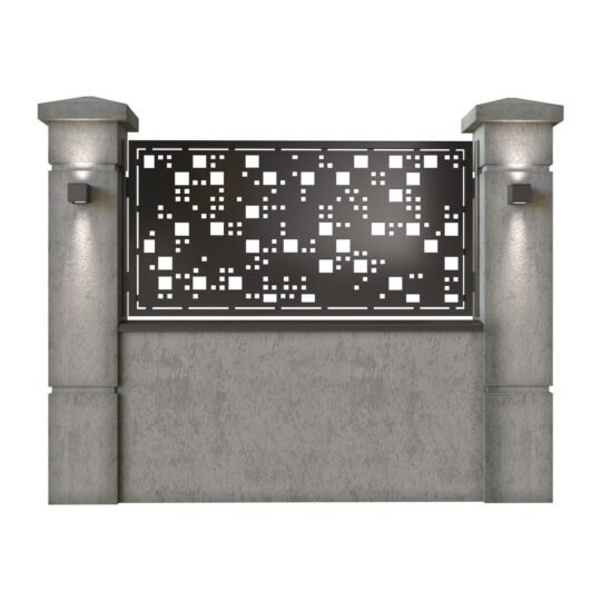 Panou de gard mic din tabla decupata (traforata) CNC cu plasma, model Camuflaj, SM CMF02, 1940 x 990 mm, Negru