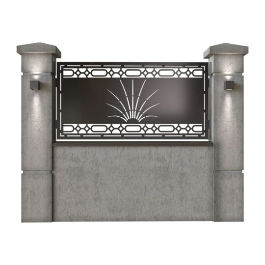 Panou de gard mic din tabla decupata (traforata) CNC cu plasma, model Castel, SM CST02, 1940 x 990  mm, Negru