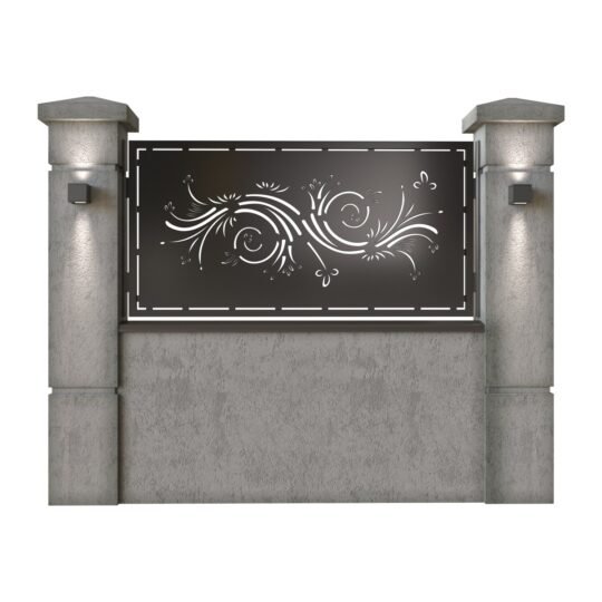 Panou de gard mic din tabla decupata (traforata) CNC cu plasma, model Concept, SM CNP02, 1940 x 990  mm, Negru