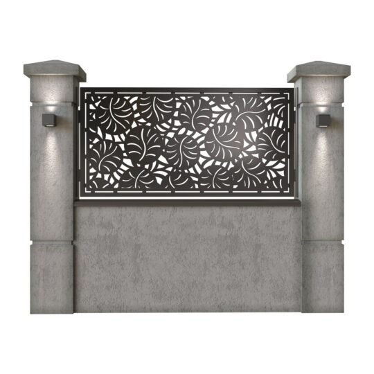 Panou de gard mic din tabla decupata (traforata) CNC cu plasma, model Cosmos, SM CSM02, 1940 x 990 mm, Negru