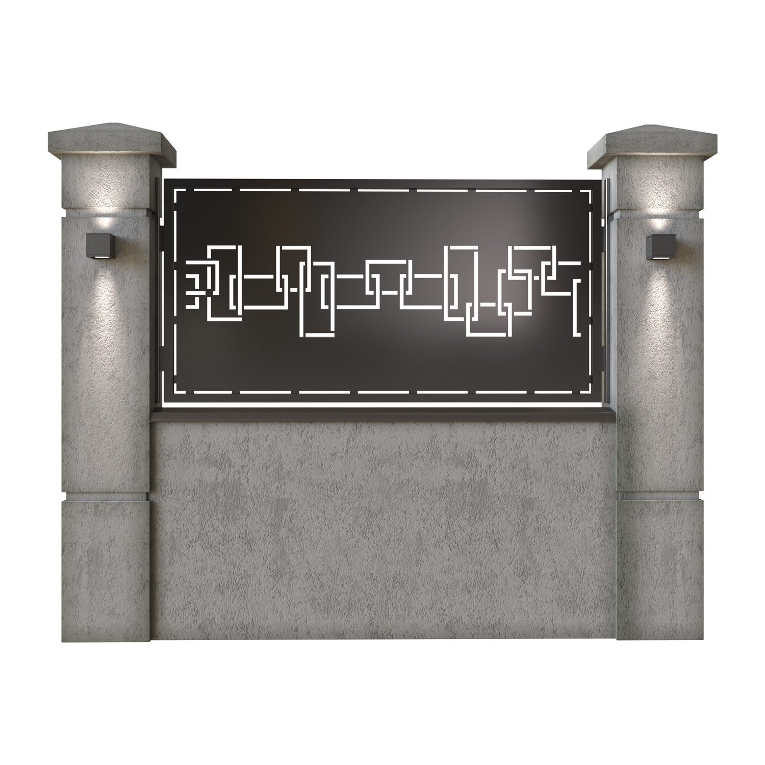 Panou de gard mic din tabla decupata (traforata) CNC cu plasma, model Domino, SM DMN02, 1940 x 990 mm, Negru