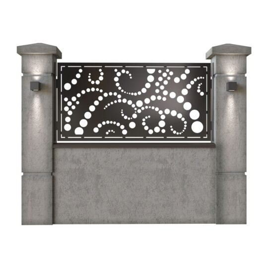Panou de gard mic din tabla decupata (traforata) CNC cu plasma, model Dots, SM DTS02, 1940 x 990 mm, Negru