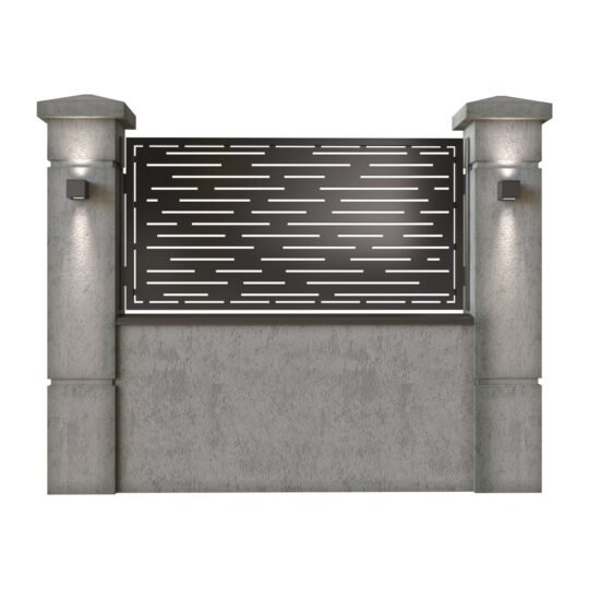 Panou de gard mic din tabla decupata (traforata) CNC cu plasma, model Dungi, SM DNG02, 1940 x 990 mm, Negru