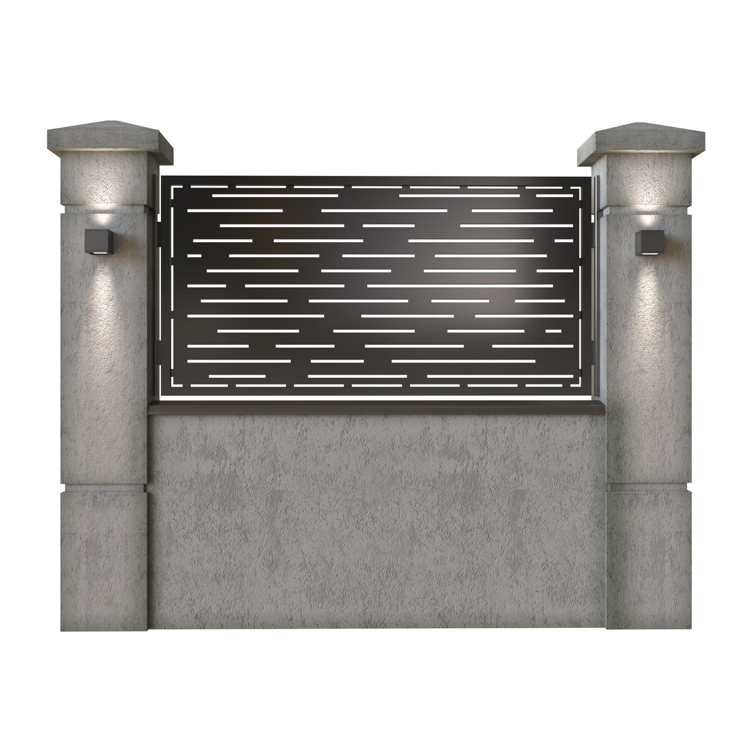 Panou de gard mic din tabla decupata (traforata) CNC cu plasma, model Dungi, SM DNG02, 1940 x 990 mm, Negru