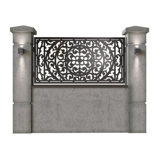 Panou de gard mic din tabla decupata (traforata) CNC cu plasma, model Eden, SM EDN02, 1940 x 990 mm, Negru