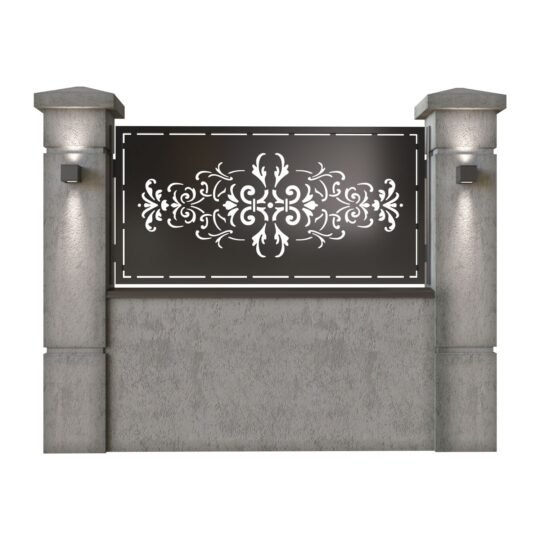 Panou de gard mic din tabla decupata (traforata) CNC cu plasma, model Eleganza, SM ELG02, 1940 x 990 mm, Negru