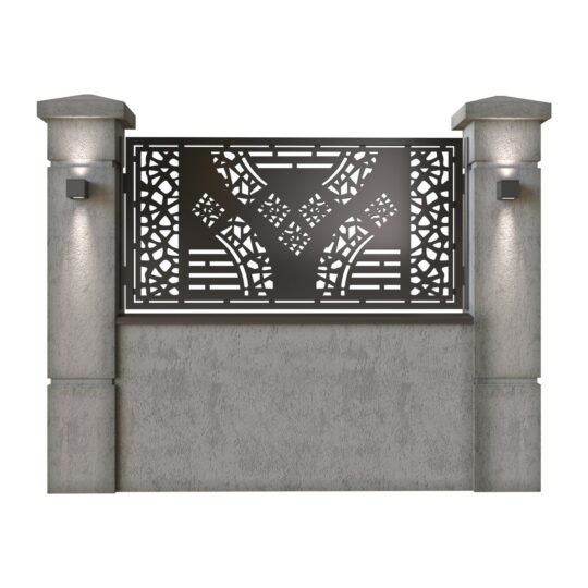 Panou de gard mic din tabla decupata (traforata) CNC cu plasma, model Fantasy, SM FTS02, 1940 x 990 mm, Negru