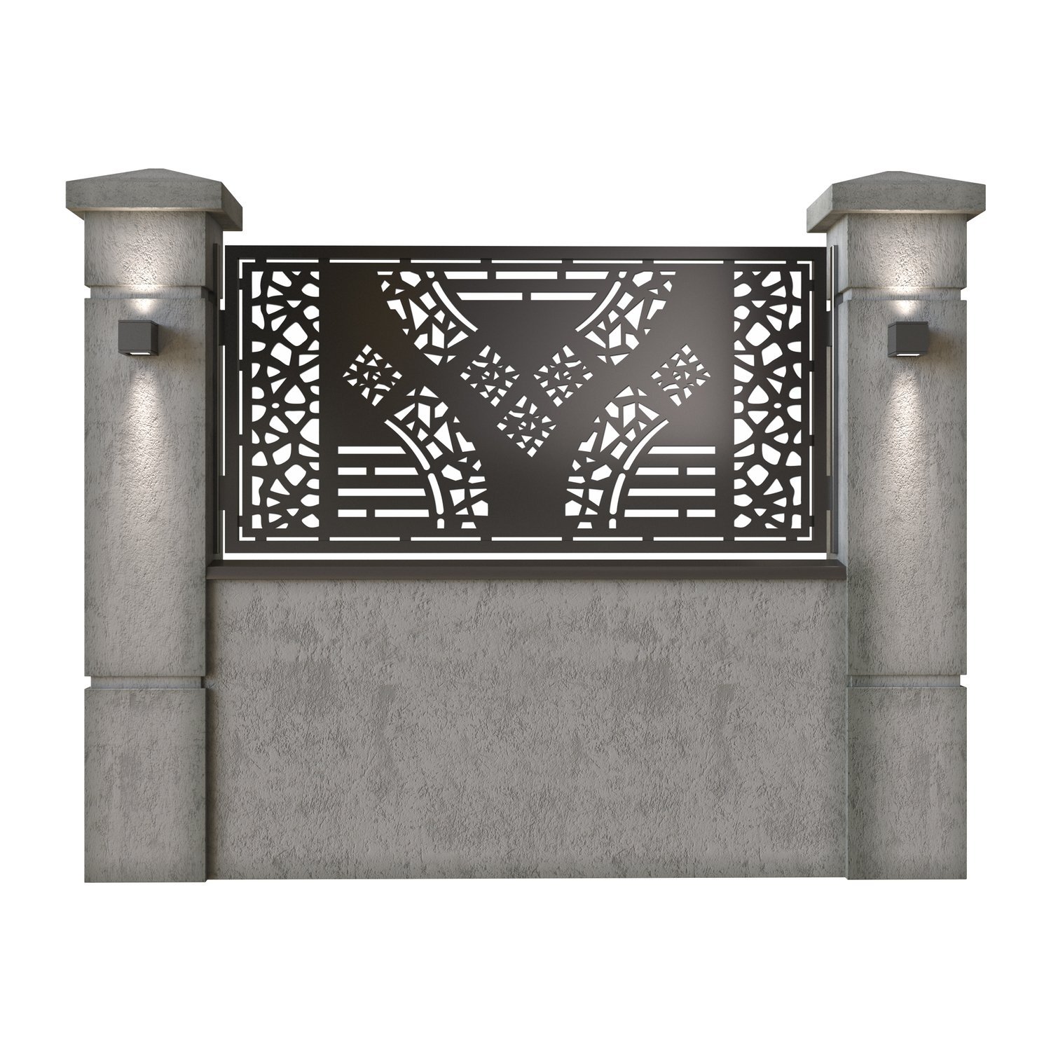 Panou de gard mic din tabla decupata (traforata) CNC cu plasma, model Fantasy, SM FTS02, 1940 x 990 mm, Negru