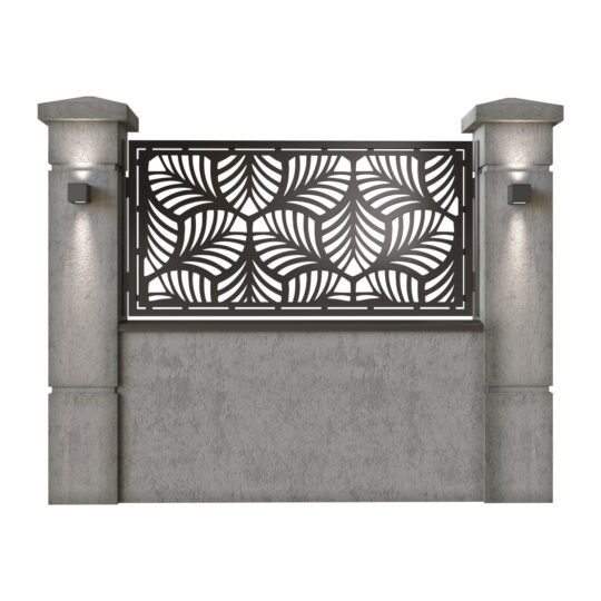 Panou de gard mic din tabla decupata (traforata) CNC cu plasma, model Frida, SM FRD02, 1940 x 990 mm, Negru