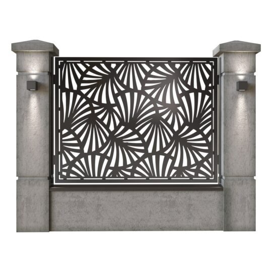 Panou de gard mare din tabla decupata (traforata) CNC cu plasma, model Beijing, SM BEI03, 1940 x 1500 mm, Negru