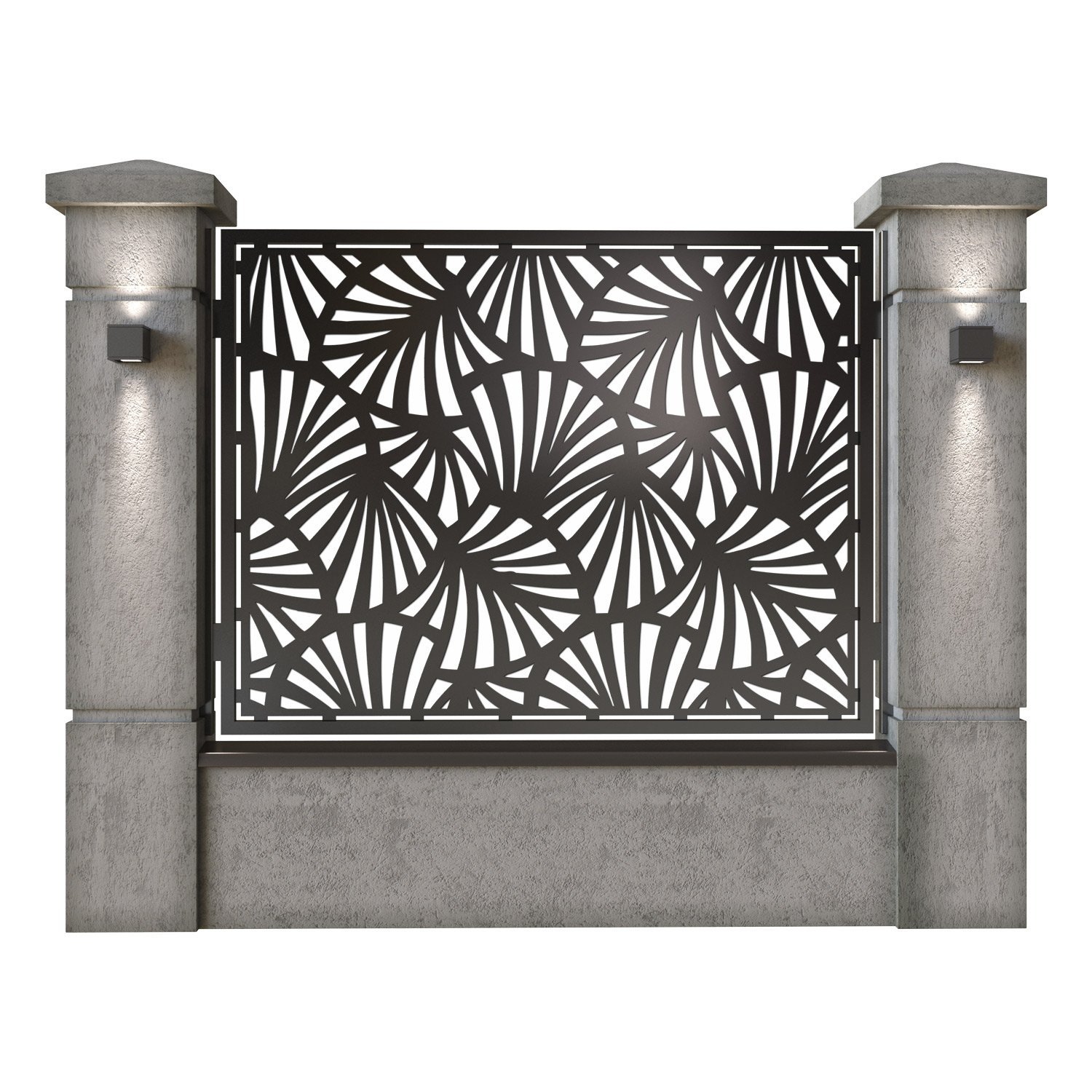 Panou de gard mare din tabla decupata (traforata) CNC cu plasma, model Beijing, SM BEI03, 1940 x 1500 mm, Negru