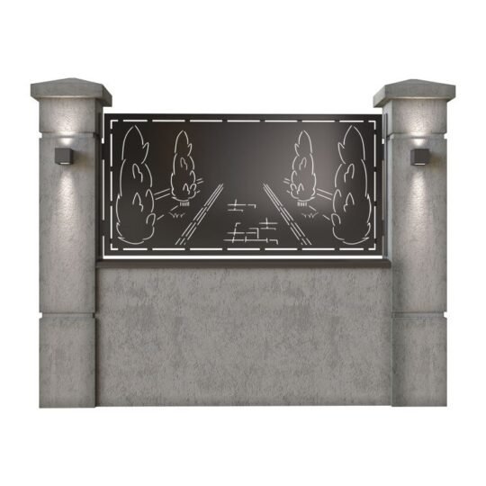 Panou de gard mic din tabla decupata (traforata) CNC cu plasma, model Garden, SM GRD02, 1940 x 990 mm, Negru