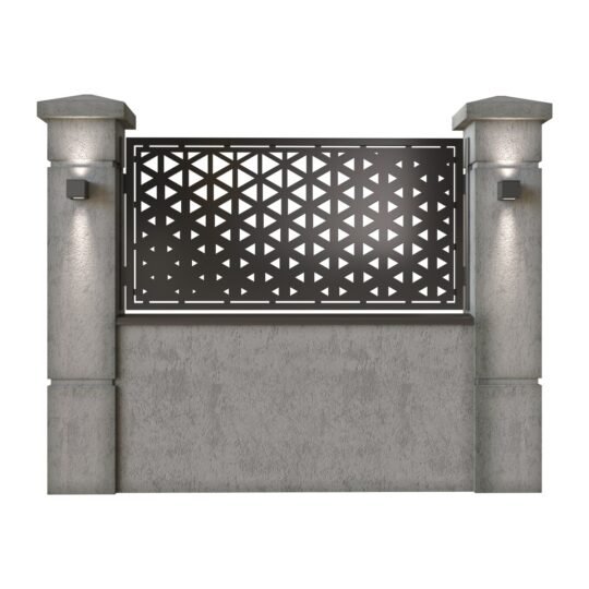 Panou de gard mic din tabla decupata (traforata) CNC cu plasma, model Gradient, SM GDT02, 1940 x 990 mm, Negru