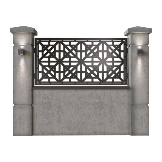 Panou de gard mic din tabla decupata (traforata) CNC cu plasma, model Grande, SM GRN02, 1940 x 990 mm, Negru