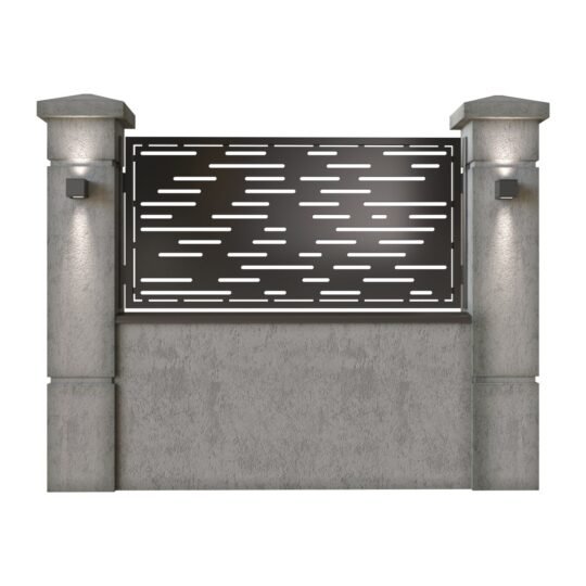 Panou de gard mic din tabla decupata (traforata) CNC cu plasma, model Lines, SM LNS02, 1940 x 990 mm, Negru
