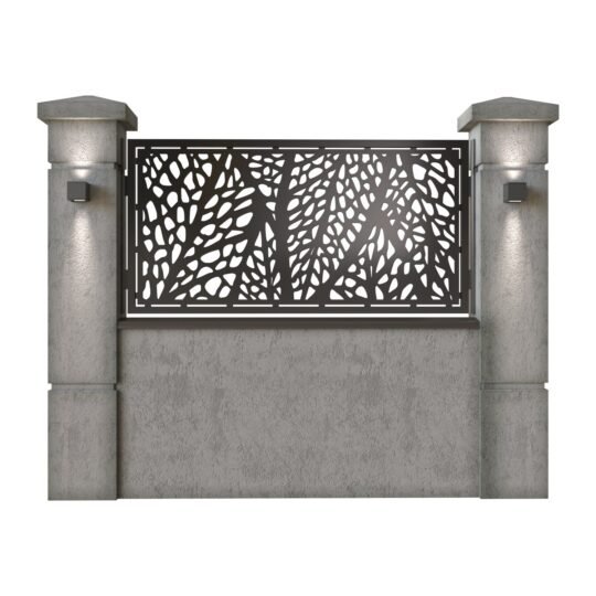 Panou de gard mic din tabla decupata (traforata) CNC cu plasma, model Macro, SM MCR02, 1940 x 990 mm, Negru