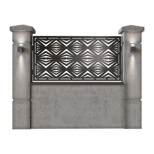 Panou de gard mic din tabla decupata (traforata) CNC cu plasma, model Maldives, SM MLD02, 1940 x 990 mm, Negru