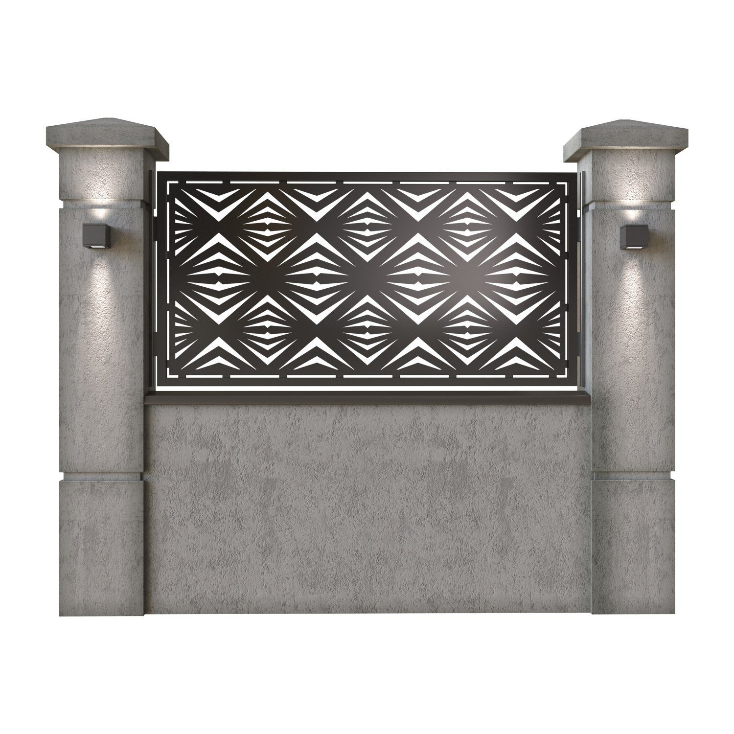 Panou de gard mic din tabla decupata (traforata) CNC cu plasma, model Maldives, SM MLD02, 1940 x 990 mm, Negru