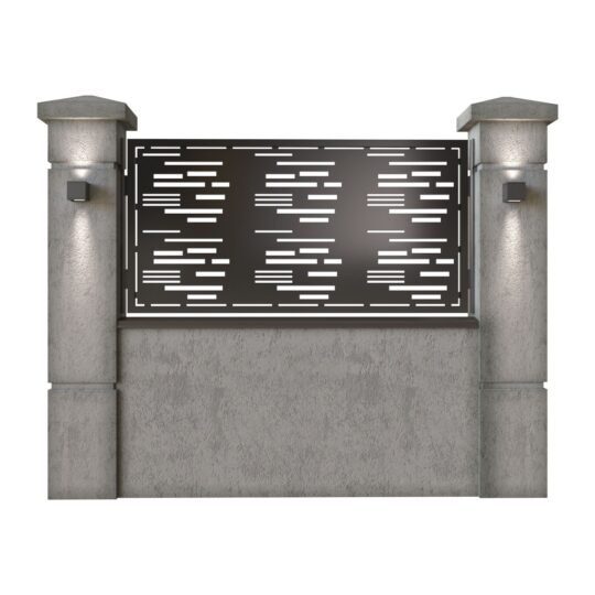 Panou de gard mic din tabla decupata (traforata) CNC cu plasma, model Minimal, SM MNM02, 1940 x 990 mm, Negru