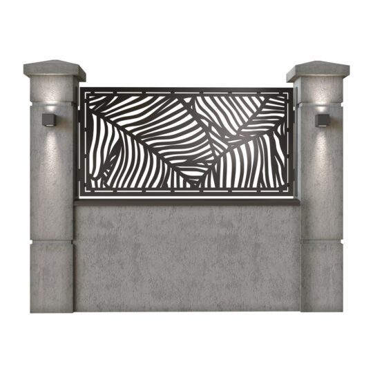 Panou de gard mic din tabla decupata (traforata) CNC cu plasma, model Modern, SM MDN02, 1940 x 990 mm, Negru