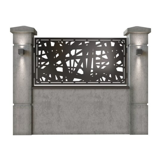 Panou de gard mic din tabla decupata (traforata) CNC cu plasma, model Net, SM NET02, 1940 x 990 mm, Negru