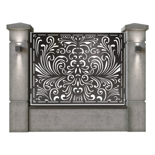 Panou de gard mare din tabla decupata (traforata) CNC cu plasma, model Best, SM BST03, 1940 x 1500 mm, Negru