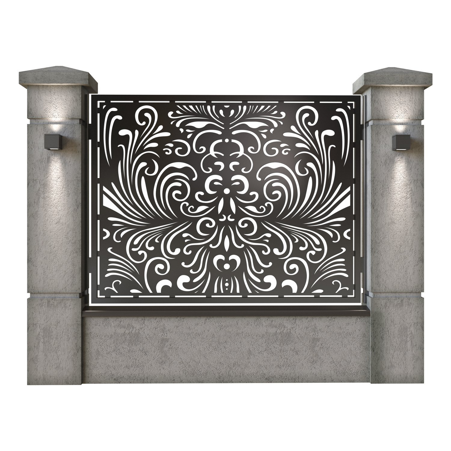 Panou de gard mare din tabla decupata (traforata) CNC cu plasma, model Best, SM BST03, 1940 x 1500 mm, Negru