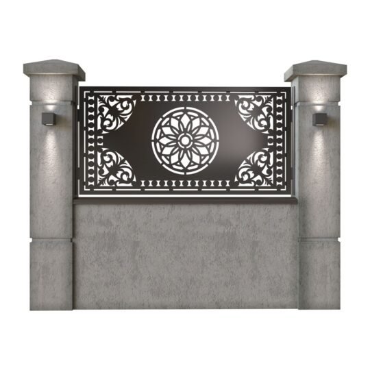 Panou de gard mic din tabla decupata (traforata) CNC cu plasma, model Orient, SM ORT02, 1940 x 990 mm, Negru